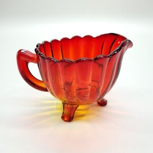 Imperial Glass Amberina Pillar Flute Creamer Handle Round 1940's Vintage Retro